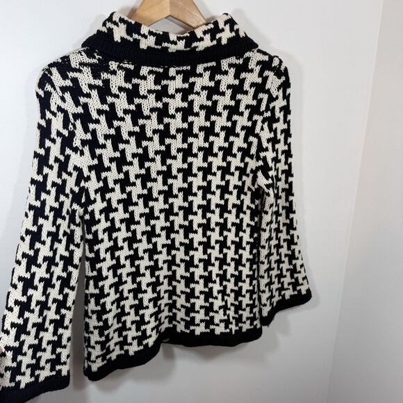 525 America Cardigan Sweater S Black And White Houndstooth Large Button Down - Picture 6 of 14